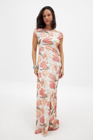 NA-KD Draped Maxi Mesh Dress - Kjoler til bryllup - Flower - M (EU 38-40)