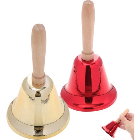 Joulukellokoristeet 2 kpl Puukahvalla Joulupukki Rauta Kellot Punainen Kulta Yhteensopiva Kouluun Pitopalveluun Hääjuhliin