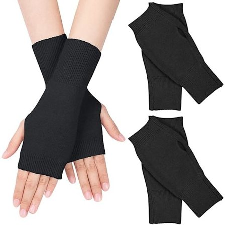 Sort 2 par fingerløse handsker cashmere håndledsvarmere termisk G