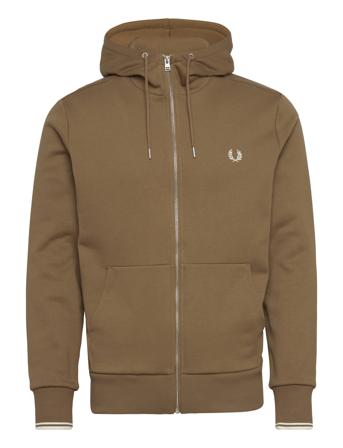 Hooded Zip Sweatshirt Hettegenser Genser Brun Fred Perry*Betinget Tilbud