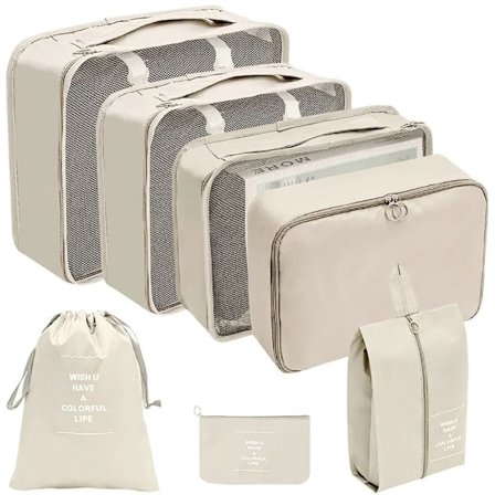 7st/ Set Reseförvaringsväskor Reseförpackning Kuber BEIGE BEIGE