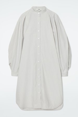 COS Femme Robe-Chemise Midi Col Officier Dress in Beige