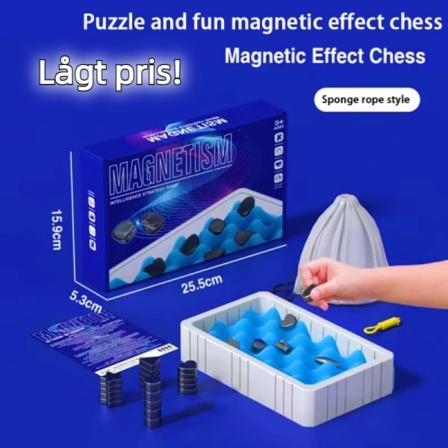 Magnetisk sjakkspill, morsomt bordmagnet-spill, puslespillstrategispill, magnetisk brettspill, familiespill, julegave til barn og voksne - WELLNGS 