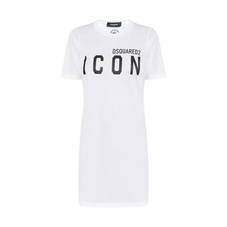 Dsquared2, Cotton dress with logo Wit, Dames, Maat:S,Katoen