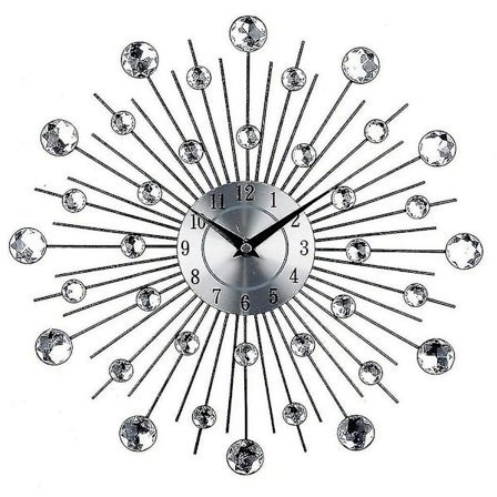 Vintage Metal Art Crystal Väggklocka Lyx Diamond Stor Morden Väggklocka Design Heminredning