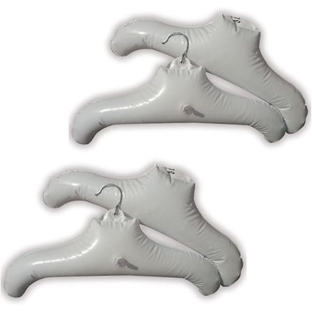 Vita Resbara oppblåsbare Kleshengere Sett med 4 44*25cm, Lufttørkende Genserhengere, Runde Skulderformede Oppblåsbare Kåpehengere Med Hakk,