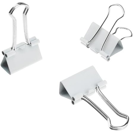 25 stk. Binder Clips Papirklemmer Fjederstål Robust 2,49 cm Bredde 0,79 cm Kapacitet Ingen skarpe kanter Kraftig Stramt greb Genanvendelig Hvidt Metal