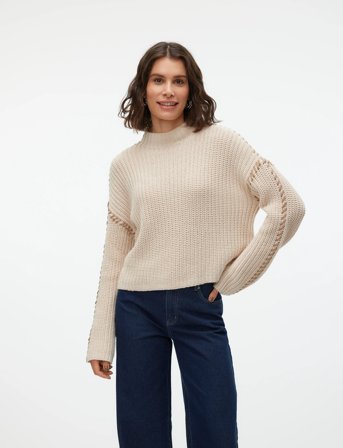 Vero Moda Vmnewcream Ls Funnelneck Pullover Boo - Beige - M
