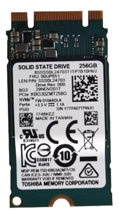 Lenovo Toshiba - SSD - 256 GB - PCIe 3.0 x2 (NVMe) - FRU