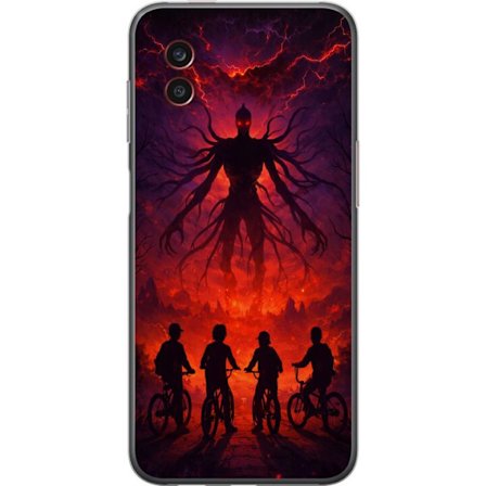 Kompatibelt Mobilskal till Samsung Samsung Galaxy Xcover6 Pro Mörk fantasyillustration inspirerad av Stranger Things med övernaturlig varelse, blixt