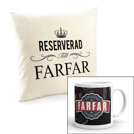 Farfar reserverd kuddfodral 40x40 & mugg paket