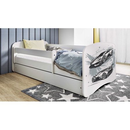 Kocot Kids Barnsäng - Babydreams Vit Med Låda - Sportbil 180x80 Cm - Litenleker