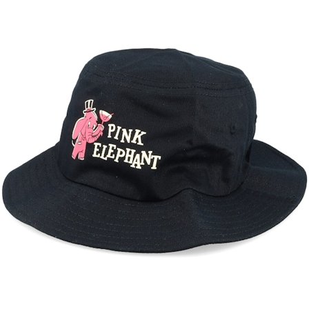 American Needle - Pink Elephant Twill Screen Black Bucket Bucket Black Hat - @ Hatstore