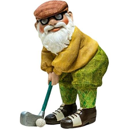 Trädgårdstomte, trädgårdsdekoration, roliga trädgårdstomtar för utomhusbruk, tomtar som spelar golf, kan användas som present eller dekoration 