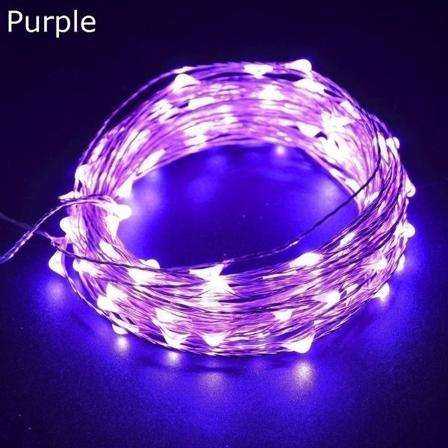 2/3/4/5/10M LED-lys for juletre, krans utendørs fest bryllupsdekorasjon Purple 5M 50LED