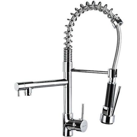 Köksblandare med spray Silver inloppsslang