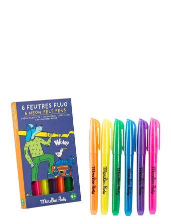 Moulin Roty | Felt Pens 6 Pcs - Neon - Les Loufoques | ONE SIZE
