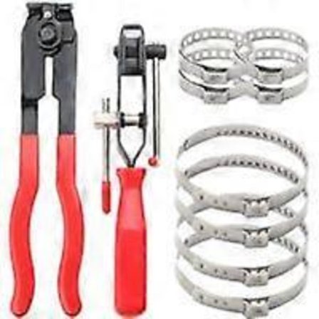 Slangeklemme, 2 Tang Cardan Klemmetang og Krympebåndsklemmer med 8 stk. klemmetilbud - Forskelligt tilbehør