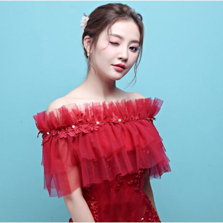 Spets Sjal Bröllop Cape VIN RÖTT