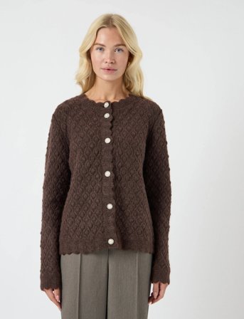 YAS Yasbubble Ls Knit Cardigan S. - Brown - S