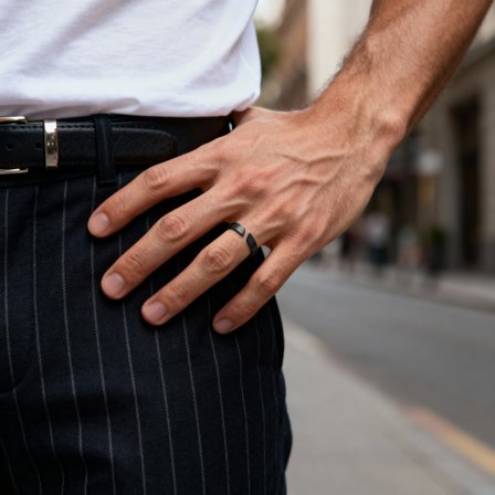 5 mm Matte Black Adjustable Stainless Steel Ring for Men - Steel rings