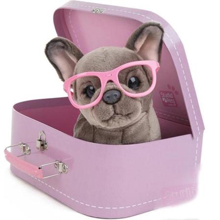Studio Pets Gosedjur Med Resväska Bulldogen Shady 23 Cm Brun