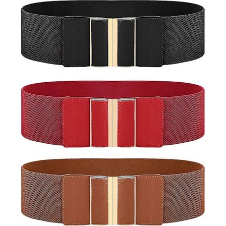 3 kpl Naisten Leveä Joustava Vyö, Stretch-vyötärönauha, Mekkovyö Naisille, Yksi Koko, 3 kpl Leveä Joustava Stretch-vyötärönauha Naisille