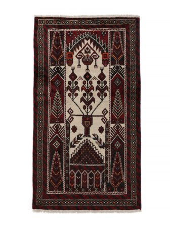 Oriental Baluch Rug 102X183 Black/Brown Wool, Persia