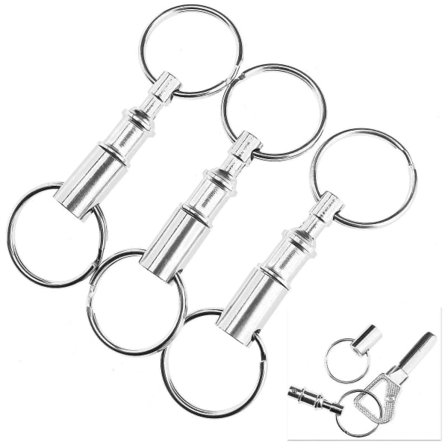 Aftagelige udtrækkelige nøgleringe med hurtigkobling Nøgleringe Todelte ringe (sølv) (3 stk)