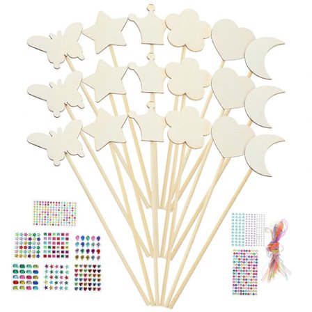 1 Set DIY Trollstavsset Gör Din Egen Prinsesstårta Trollstav Kit Fe Träpinne DIY Trätrollstav