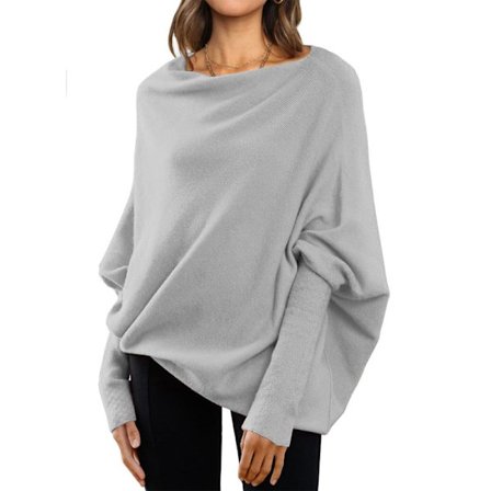 Damernas Batwing Överdimensionerade Tröjor Asymmetriska Off Shoulder Båthals Wrap Tunika Toppar