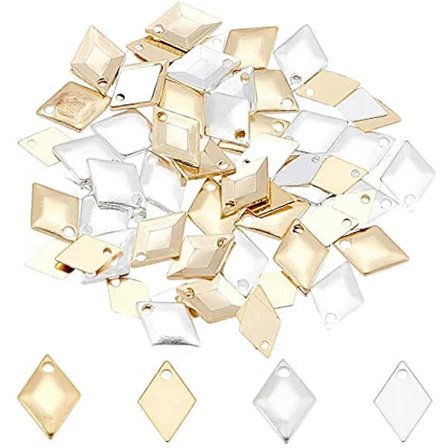 80 st Brass Hängsmycken Berlocker Romber Tomma Stämpling Tag Hängsmycken 24K Guldförgylld Brass Tomma Berlocker för Armband Halsband Smycken DIY 