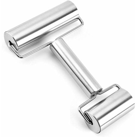 Kjevler Non-Stick Kjevle Pastarulle Rustfritt Stål Bakevalse Pizzavalser med Dobbelthodet Valser Baketilbehør-