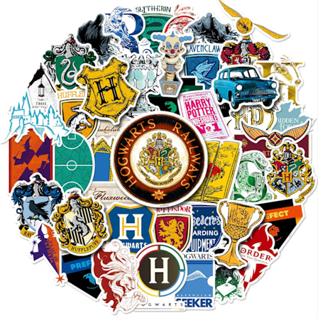 Harry Potter -akvarellivedetarra, 50 kpl, vedenpitävät ja UV-kestävät, loistavat kaikkiin laitteisiisi, Tylypahkan noitien ja velhojen akatemia