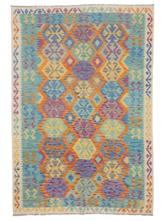 Tappeto Orientale Kilim Afghan Old Style 199X290 Verde/Arancione (Lana, Afghanistan)