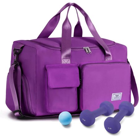 Treningsbag for menn og kvinner - Duffelbag med sko-rom - Weekend-reisebag for kvinner - Foldbar vanntett reisebag
