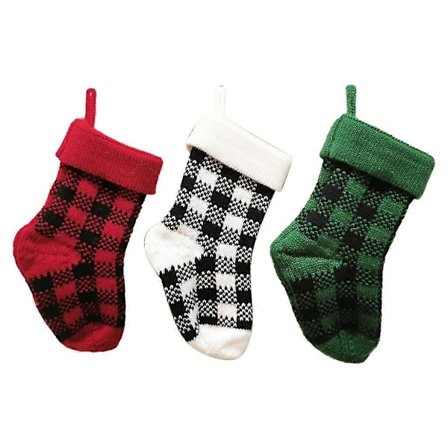 3 st Julstrumpa Mini Julstrumpor Rutig Presentpåse för Gran Öppen Spis Familjehelg Juldekorationer