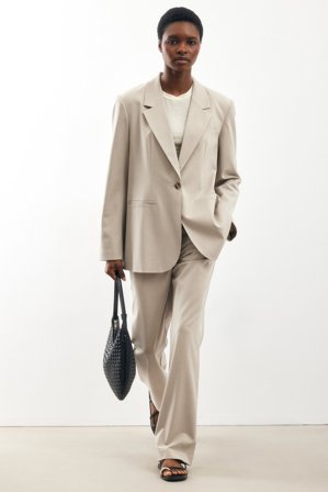 NA-KD - Straight bukser med spennedetaljer - Skreddersydde bukser - Beige - EU 36