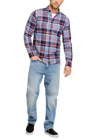 Lindbergh Brushed Checked Shirt L/S Button-downskjortor Herr Blå XL