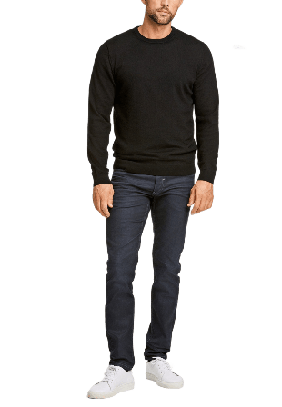 Lindbergh 100 % Merino Crew Neck Knit Tröjor Herr Svart L