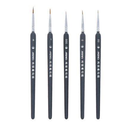 5-pak professionel Wolf Fine Tip Nylon Hair Detail Brush Set Fine Detail Maleri (000+00+0+1+3) som vist på billedet)