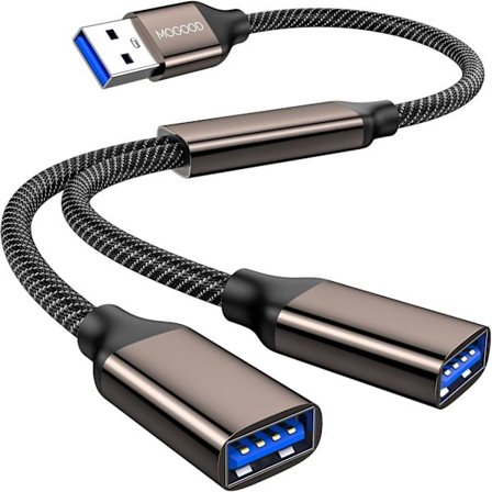 2025 Senaste Modell USB-Splitter 1 in 2 Ut, USB 3.0 Splitter Y-Kabel, Dubbel USB-Port Förlängare Hub USB Hane till Två Hona Förlängningssladd Multi