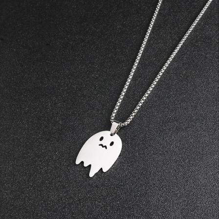 Men Statement Poker Lucky Spades hänge Halsband Röd Svart Silver Färg Rostfritt stål Långkedja Halsband Smycken ghost A