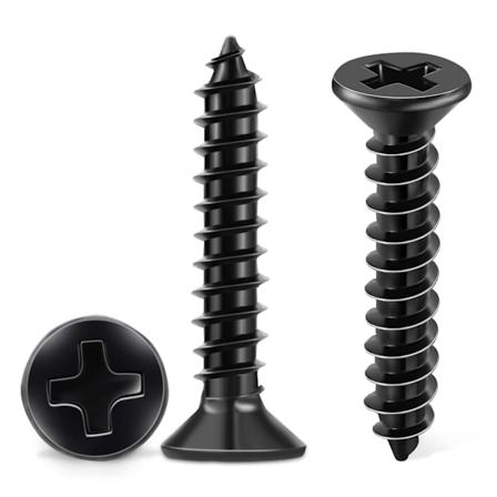 100 stk rustfrie stålskruer 18-8 A2 kryssforsunket hode Ph 4 X 25mm sorte selvskruende skruer rustfritt svart oksid Diy treskrue M4