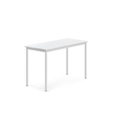 Skrivebord SONITUS, 1200x600x760 mm, hvid højtrykslaminat, hvid