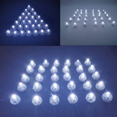 100 st/parti 100 x vita runda LED-blixtkulor lampballongljus l