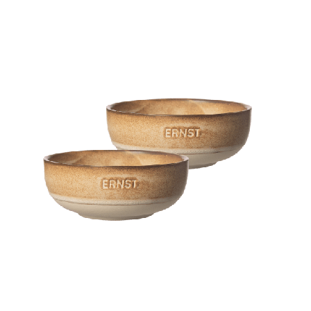ERNST Skål stengods 2-pack Serveringstillbehör Brun d11 h4,5