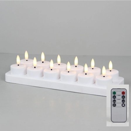 Uppladdningsbara LED Flamfria Ljus 12-pack med Fjärrkontroll & Timer