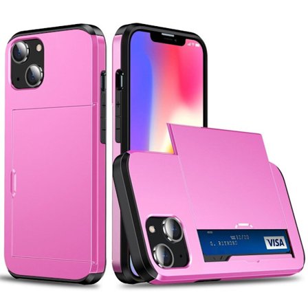 iPhone 14 case with slide card holder - Pink
