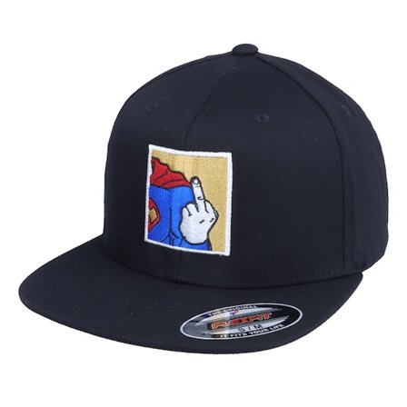 BOOM - Super FU Black Fitted Flexfit Flexfit Black Cap - @ Hatstore